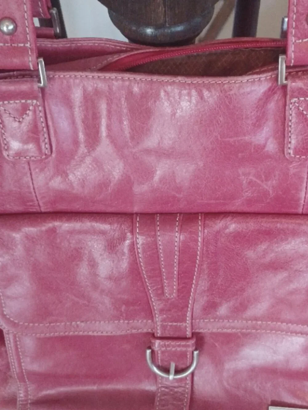 Clark & Mayfield Large Tote/Briefcase Distressed Pinkish/Red Bag/Laptop Holder